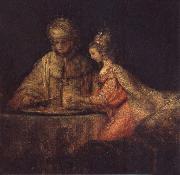 Haman,Esther and Ahasuerus REMBRANDT Harmenszoon van Rijn